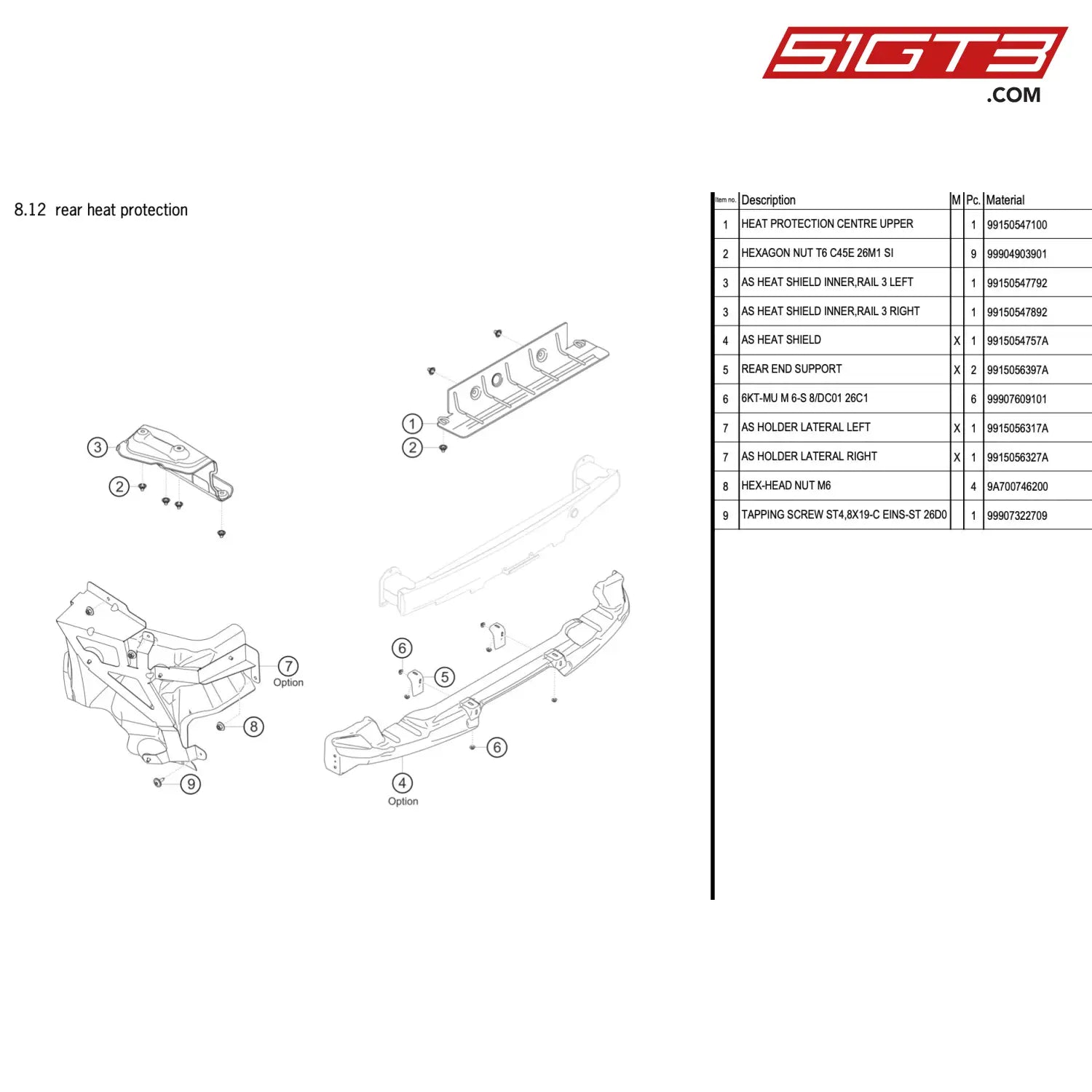 As Heat Shield Inner Rail 3 Left - 99150547792 [Porsche 911 Gt3 R Type 991 (Gen 2)] Rear Heat