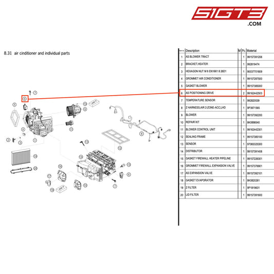 As Positioning Drive - 99162442503 [Porsche 718 Cayman Gt4 Rs Clubsport] Air Cinditioner And