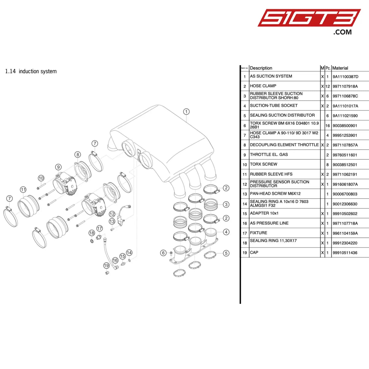 As Suction System - 9A11100387D [Porsche 911 Gt3 R Type 991 (Gen 1)] Induction System