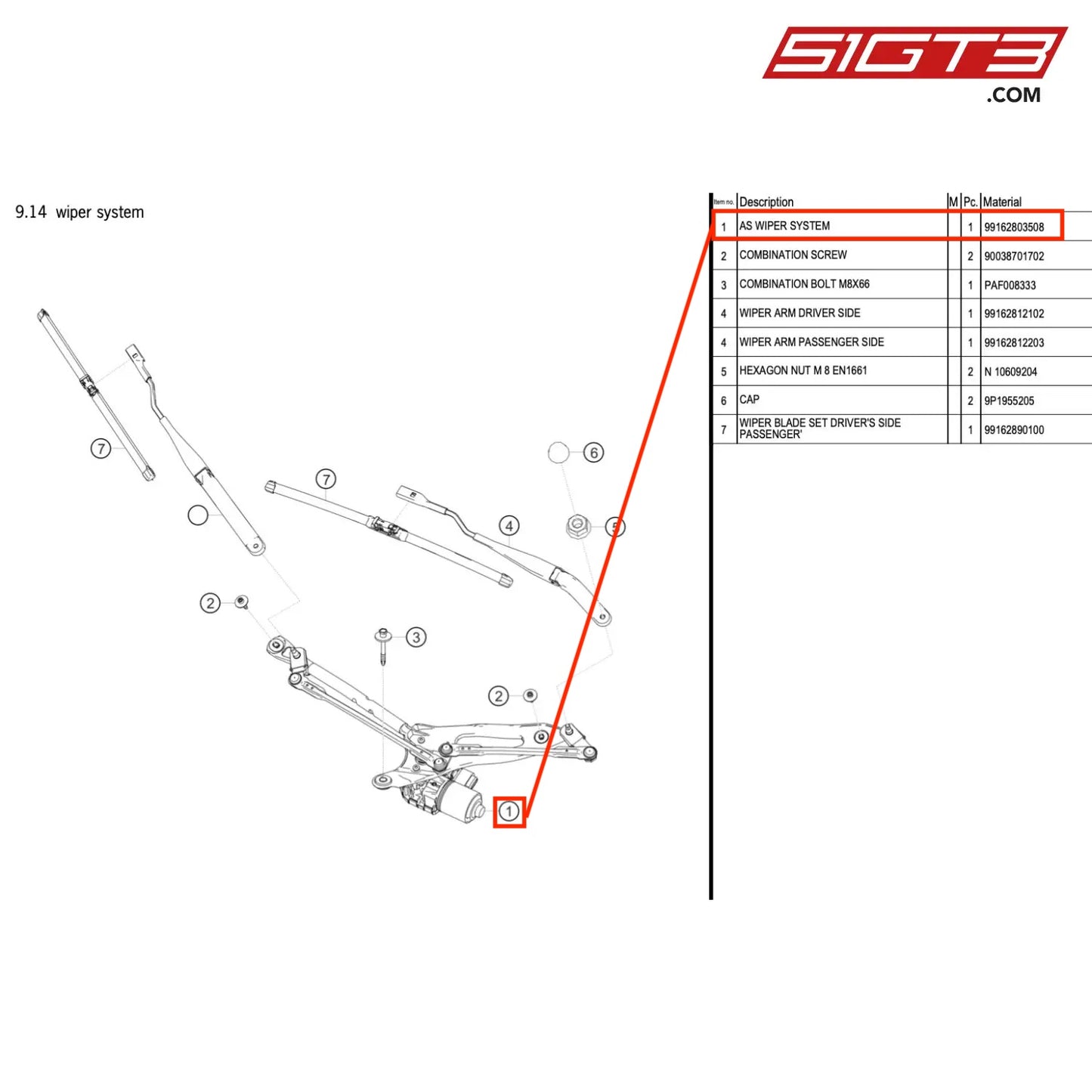 AS WIPER SYSTEM - 99162803508 [PORSCHE 718 Cayman GT4 RS Clubsport]