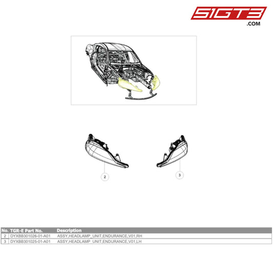 Assy Headlamp_Unit Endurance V01 Lh Gt4 Evo - Dyxbb301025-01-A01 [Gr Supra Evo] Option Endurance