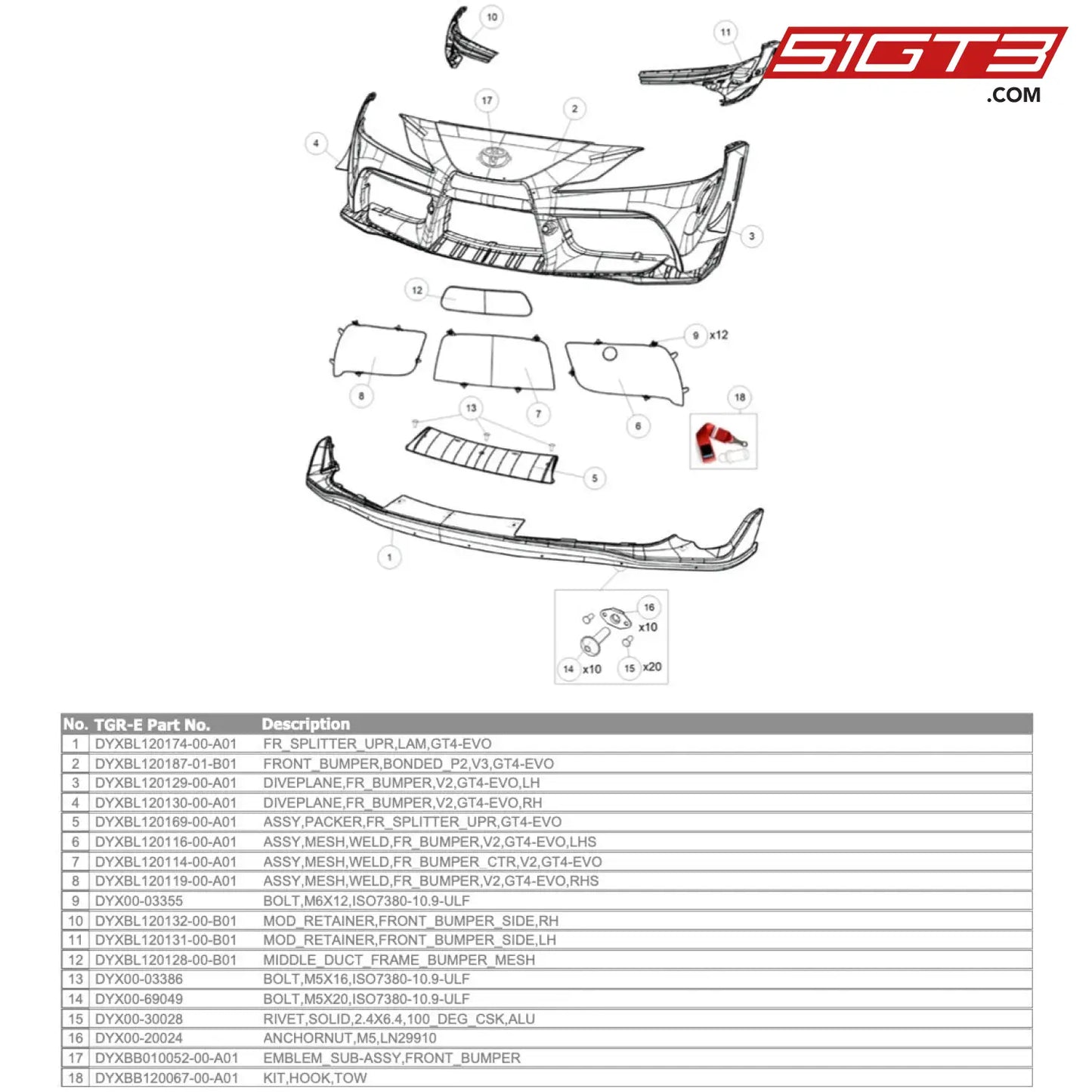 Assy Mesh Weld Fr_Bumper V2 Gt4-Evo Rhs - Dyxbl120119-00-A01 [Gr Supra Gt4 Evo] Front Bumper