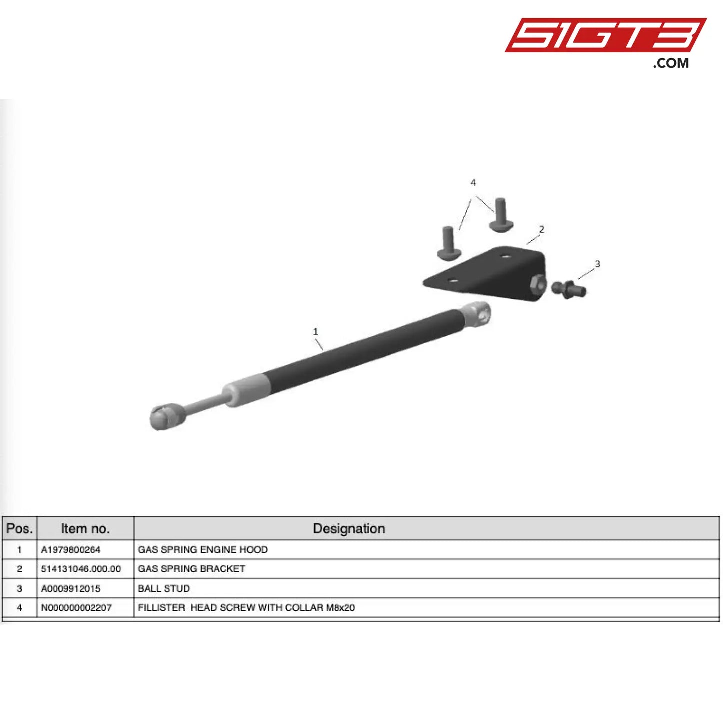 Ball Stud - A0009912015 [Mercedes-Amg Gt4] Pneumatic Spring Engine Hood