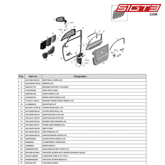 Bearing Support Lhs Door - A0997601700 [Mercedes-Amg Gt4] Door