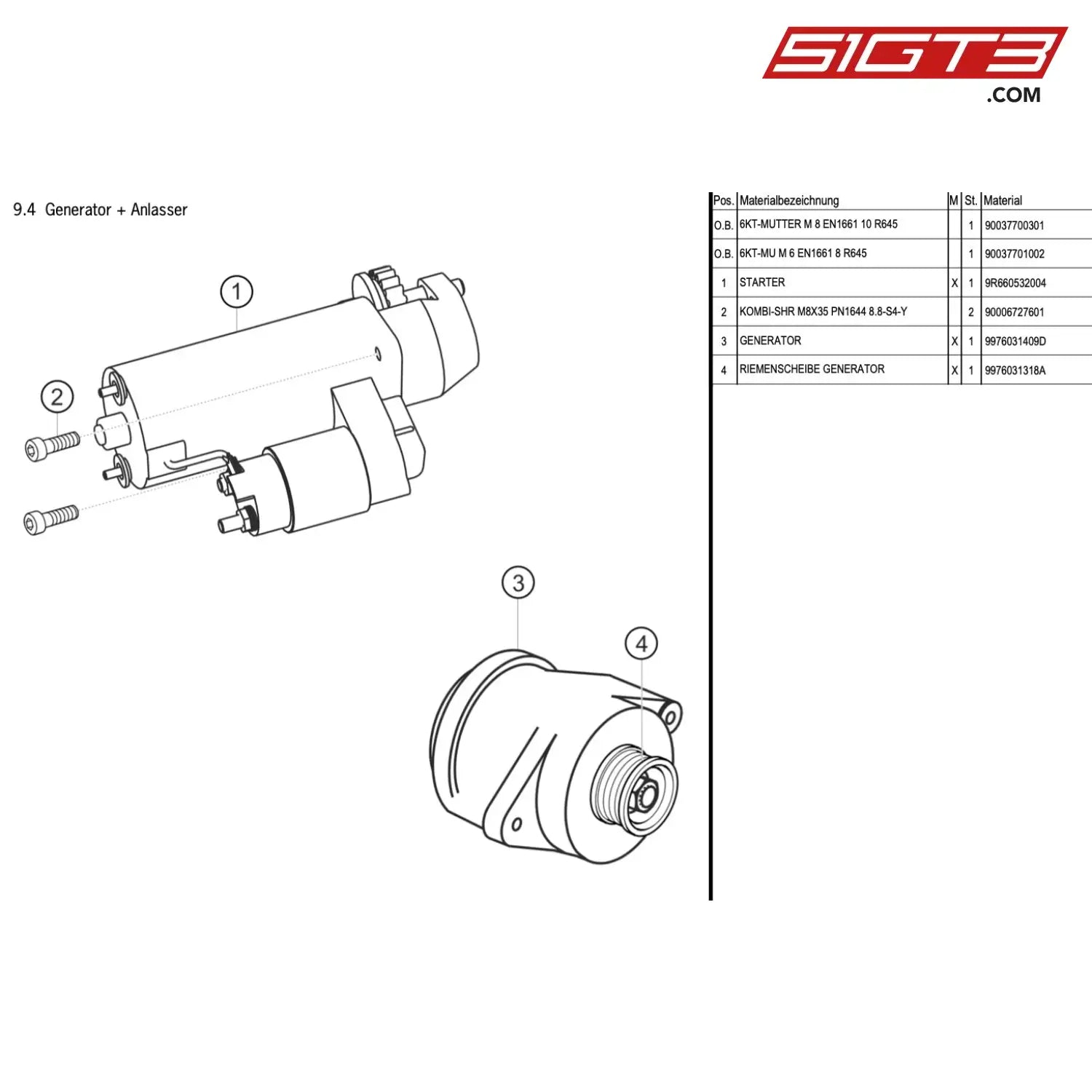 BELT PULLEY GENERATOR 9976031318A [PORSCHE 911 GT3 R Type 997] [51GT3]