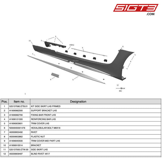 Blind Rivet 4X17 - A0039909497 [Mercedes-Amg Gt4] Side Skirt Lhs