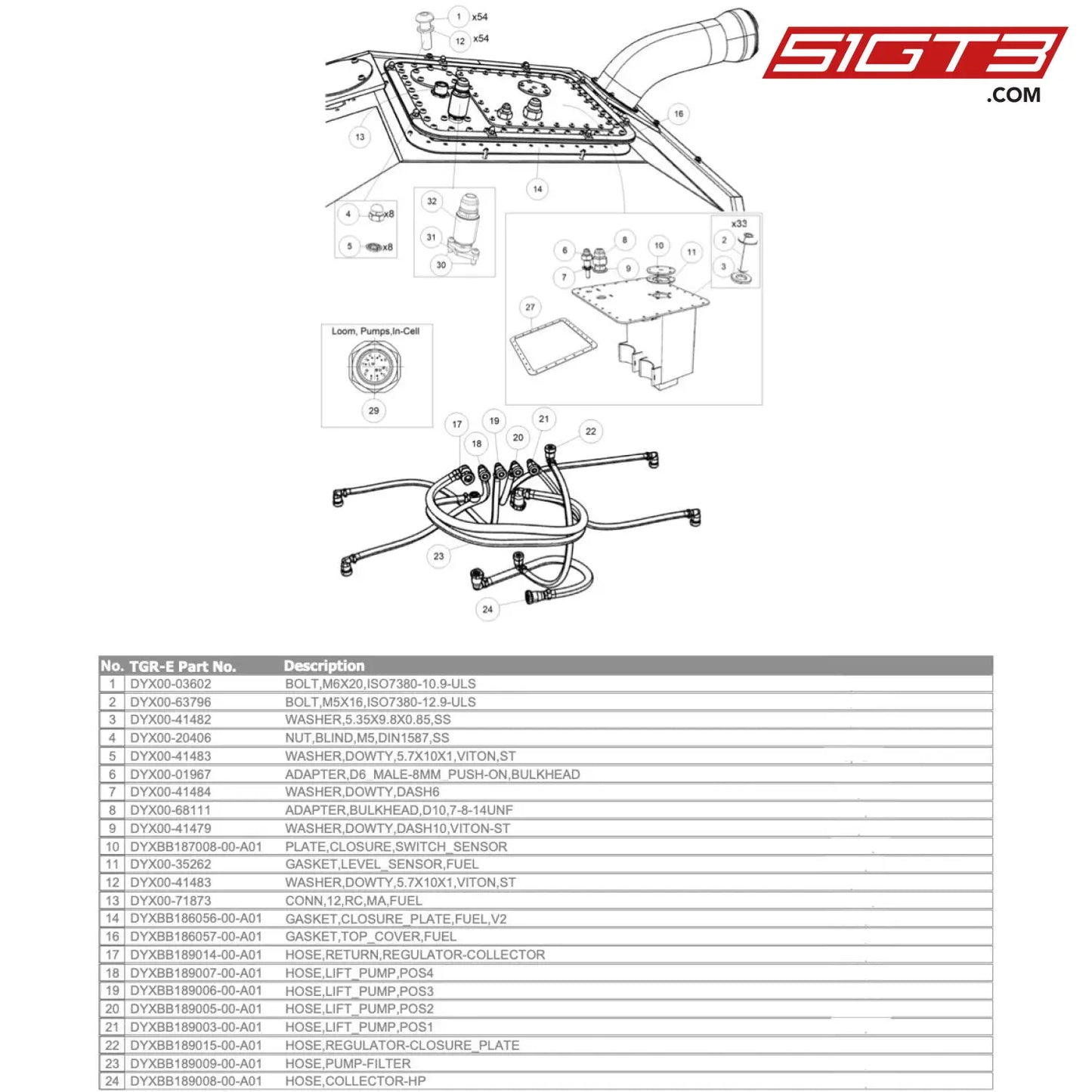 Bolt M5X16 Iso7380-12.9-Uls - Dyx00-63796 [Gr Supra Gt4 Evo] Bladder + Lines