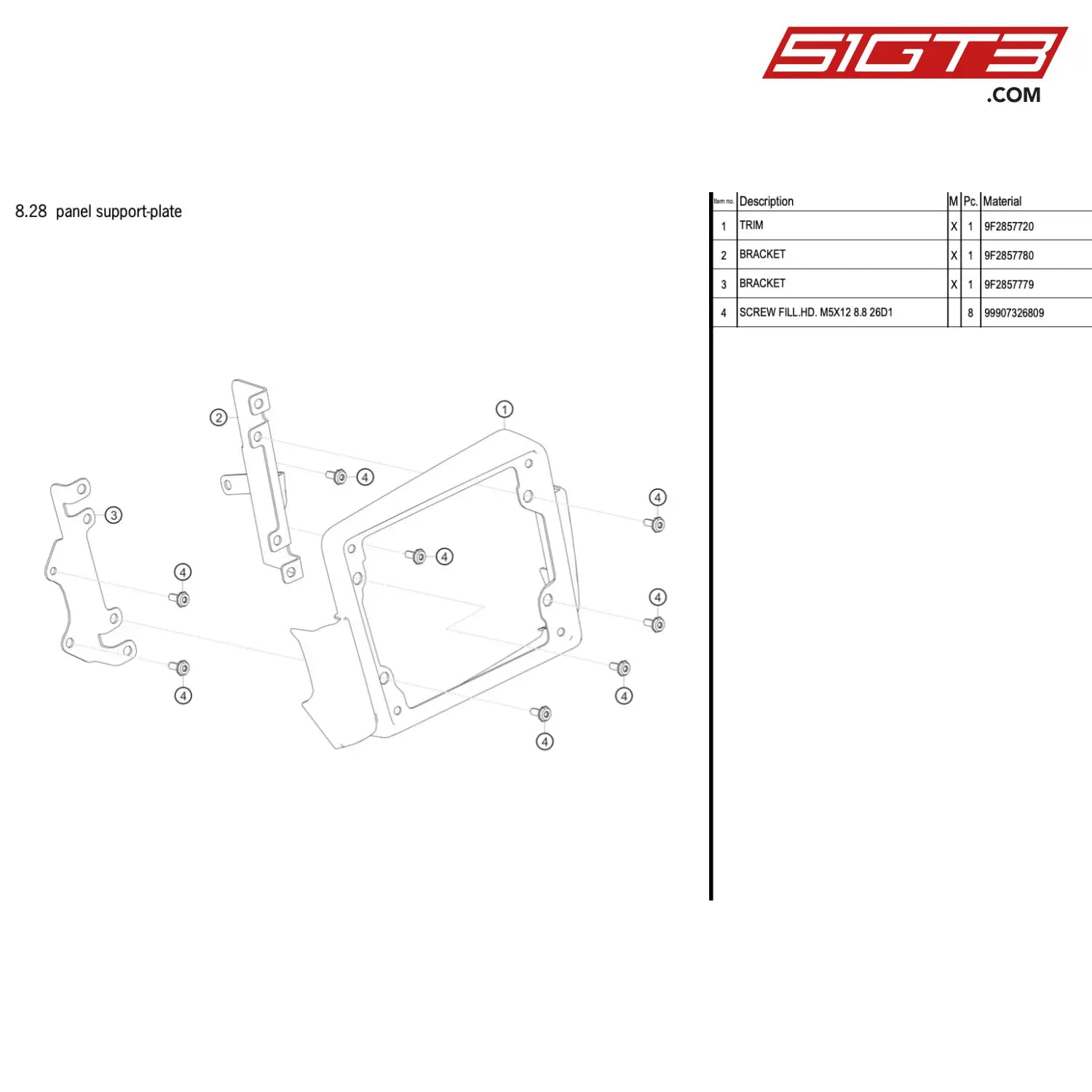 Bracket - 9F2857780 [Porsche 718 Cayman Gt4 Rs Clubsport] Panel Support-Plate