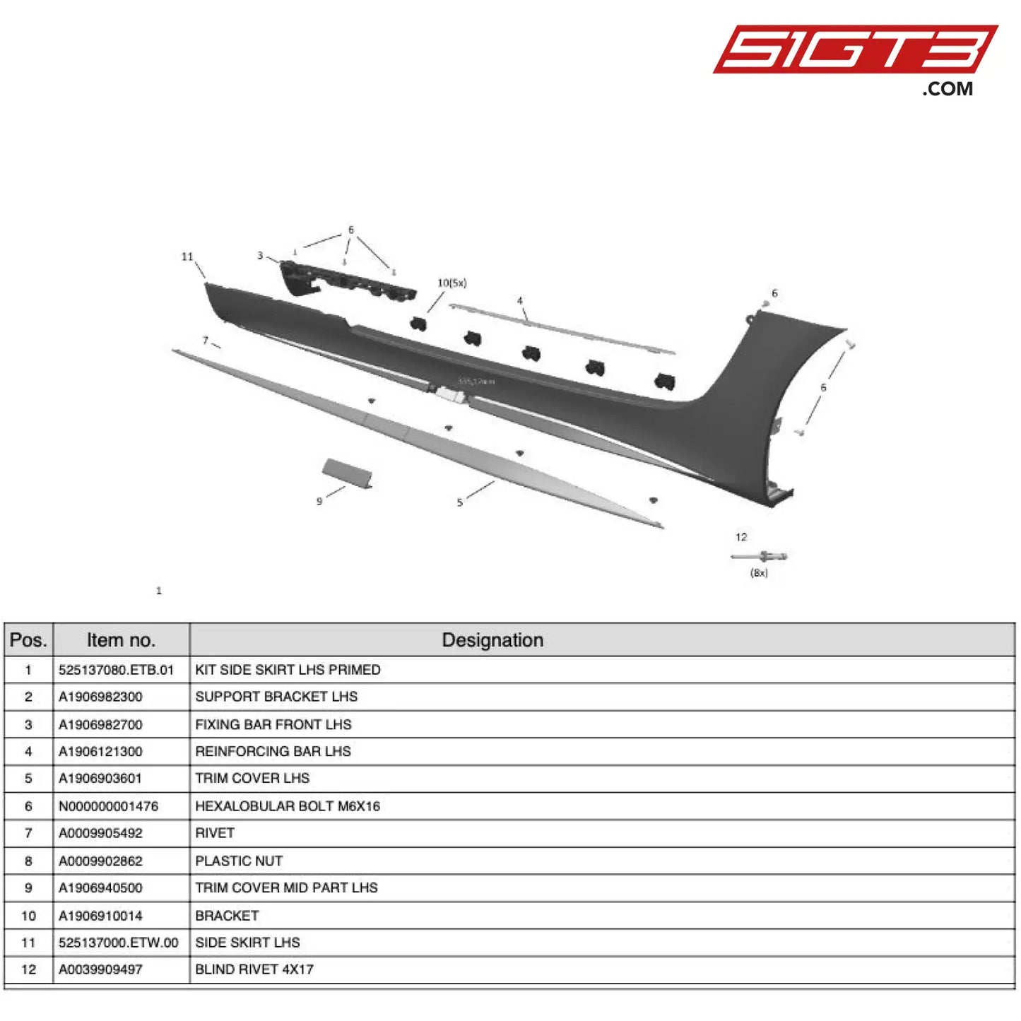 Bracket - A1906910014 [Mercedes-Amg Gt4] Side Skirt Lhs