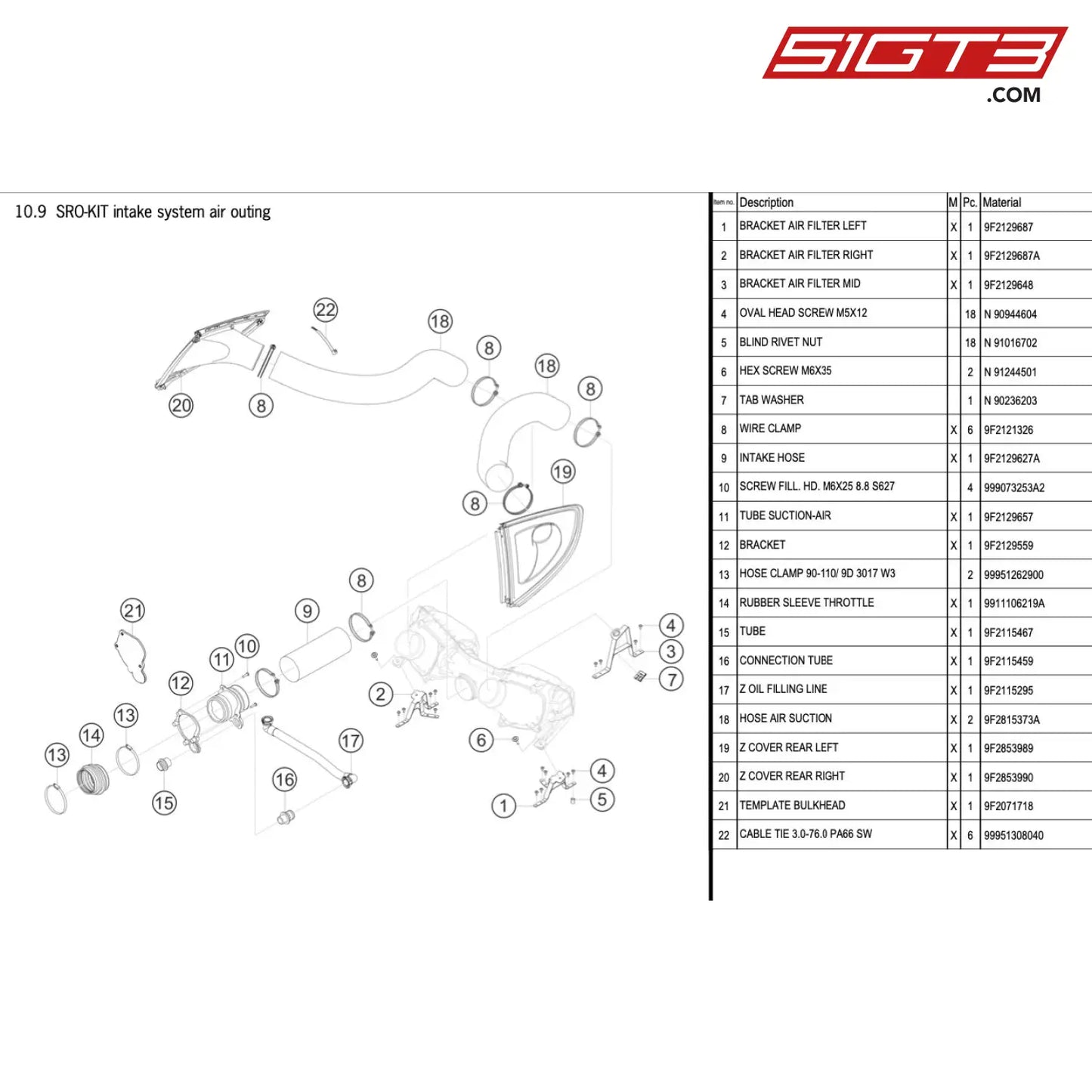 Bracket Air Filter Left - 9F2129687 [Porsche 718 Cayman Gt4 Clubsport] Sro-Kit Intake System Air