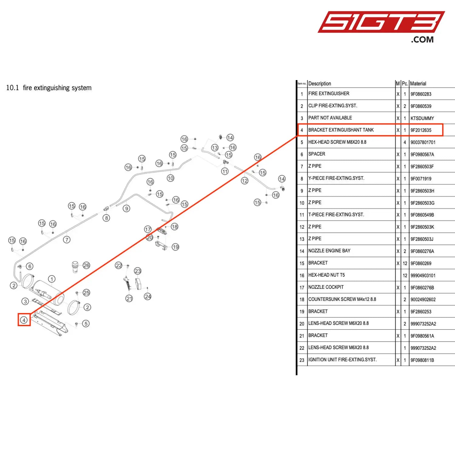 Bracket Extinguishant Tank - 9F2012635 [Porsche 718 Cayman Gt4 Rs Clubsport] Fire Extinguishing