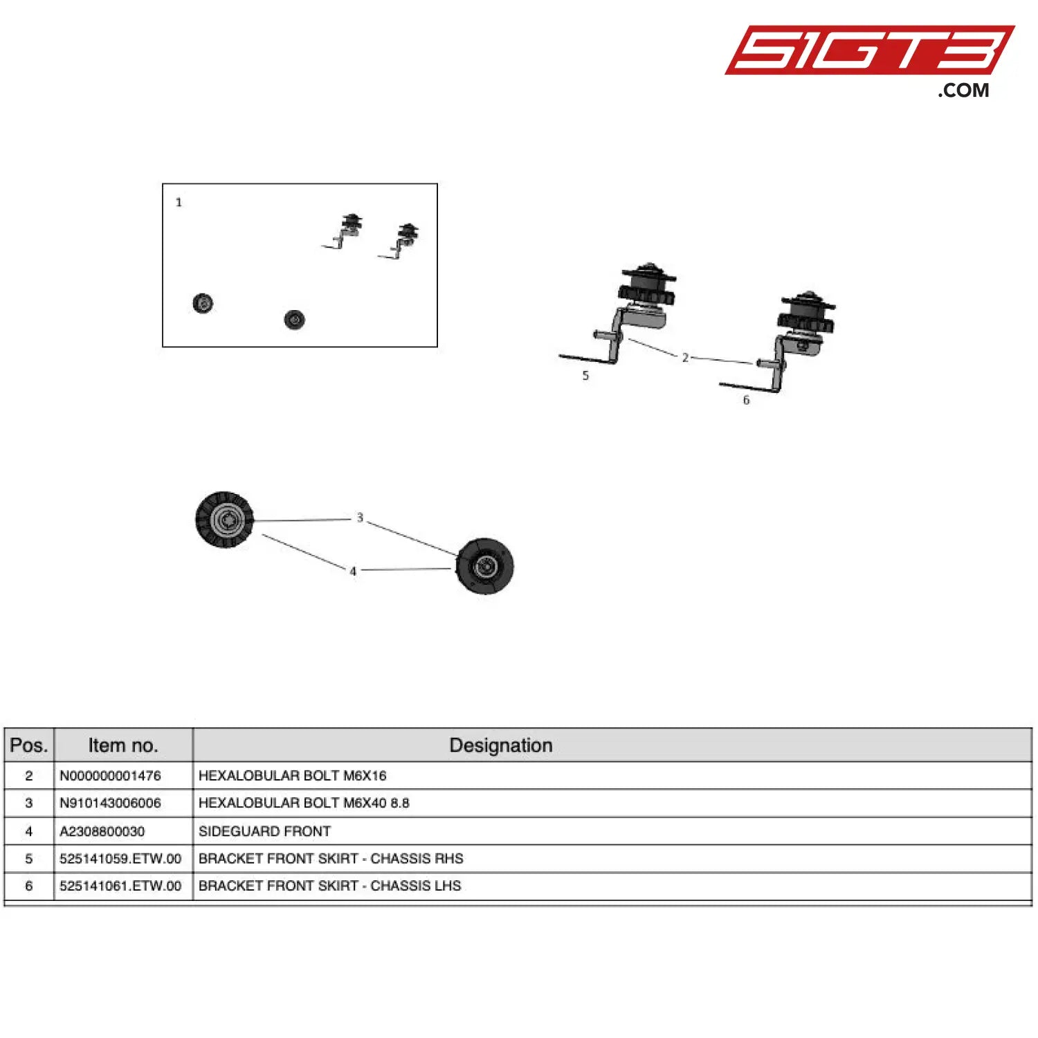 Bracket Front Skirt - Chassis Lhs 525141061.Etw.00 [Mercedes-Amg Gt4] Front Module