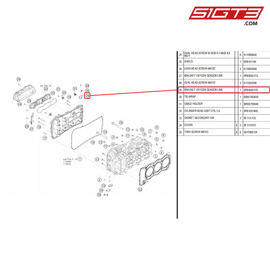 Bracket Oxygen Sensor Line - 0Pb906217D [Porsche 718 Cayman Gt4 Rs Clubsport] Cylinder Head Left