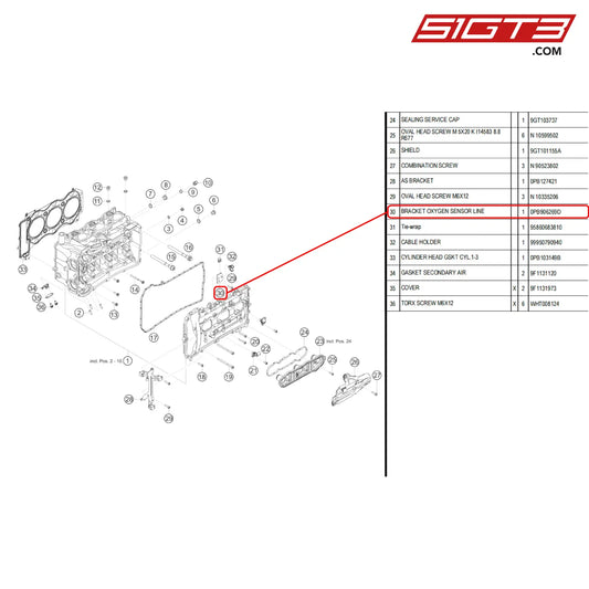 Bracket Oxygen Sensor Line - 0Pb906269D [Porsche 718 Cayman Gt4 Rs Clubsport] Cylinder Head Right