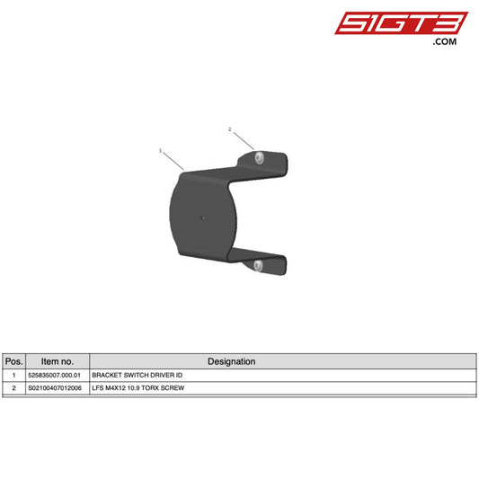 Bracket Switch Driver Id - 525835007.000.01 [Mercedes-Amg Gt4] Se Driver Bracket