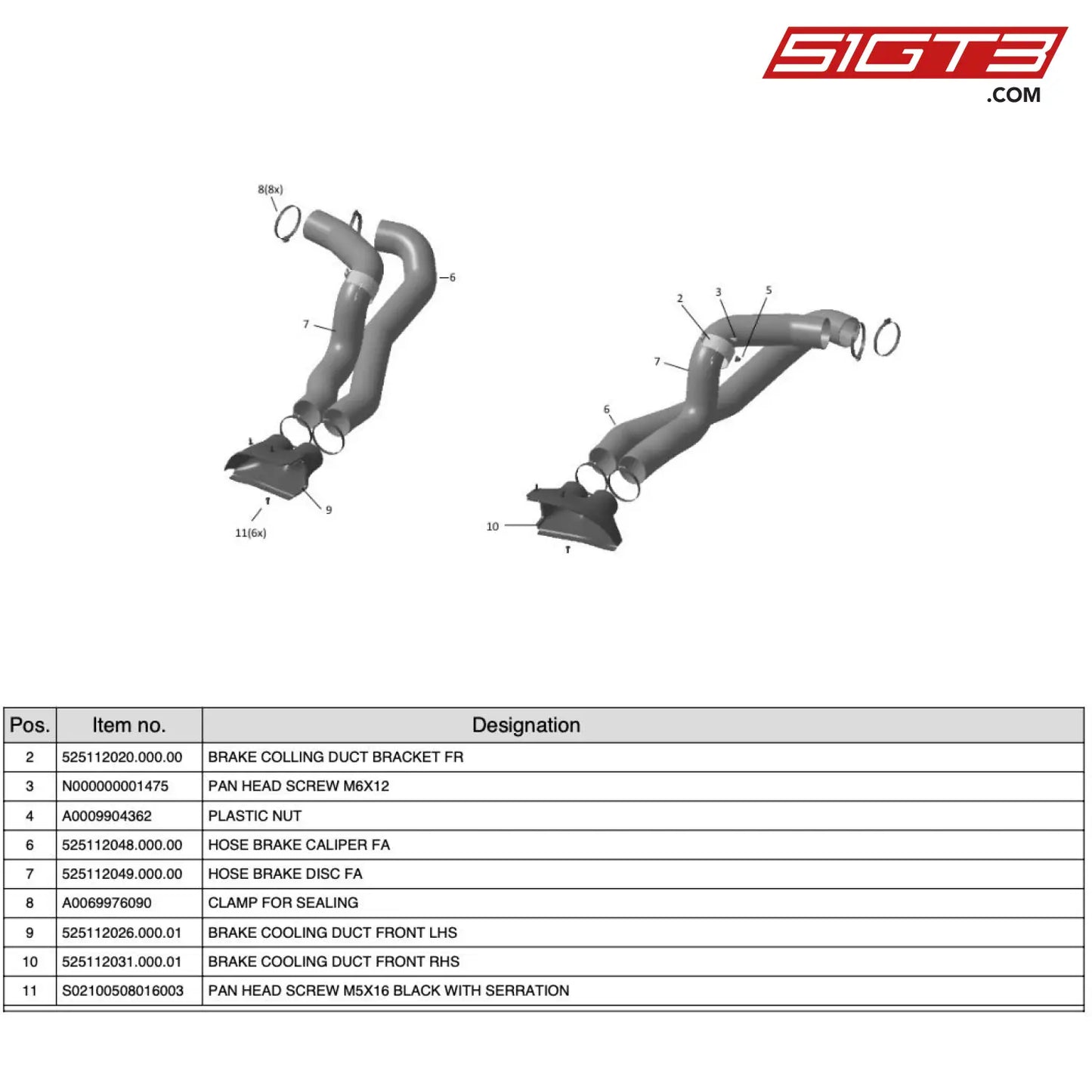 Brake Cooling Duct Front Rhs - 525112031.000.01 [Mercedes-Amg Gt4] Brake Air Ducts Fa