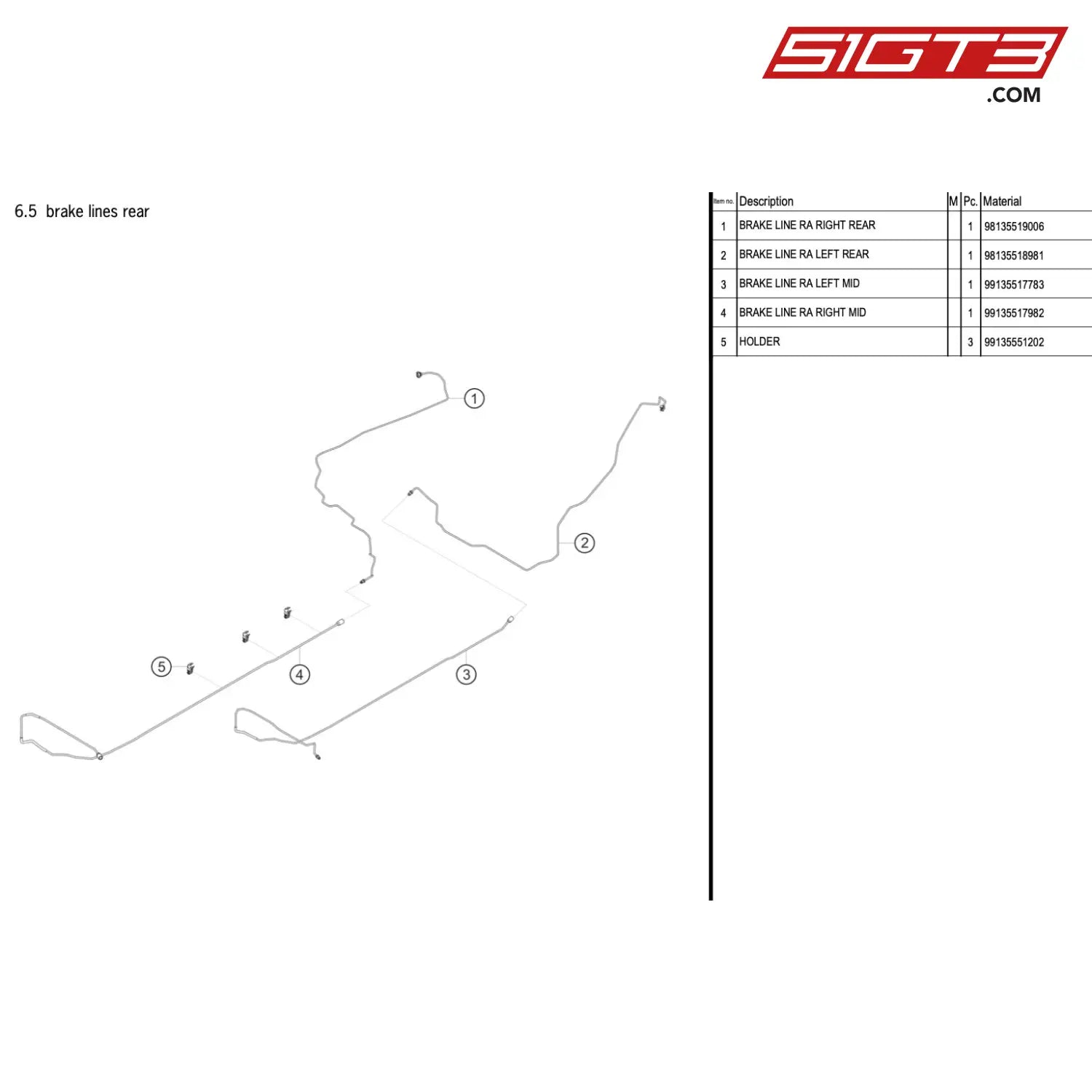 Brake Line Ra Right Rear - 98135519006 [Porsche 718 Cayman Gt4 Rs Clubsport] Brake Lines Rear