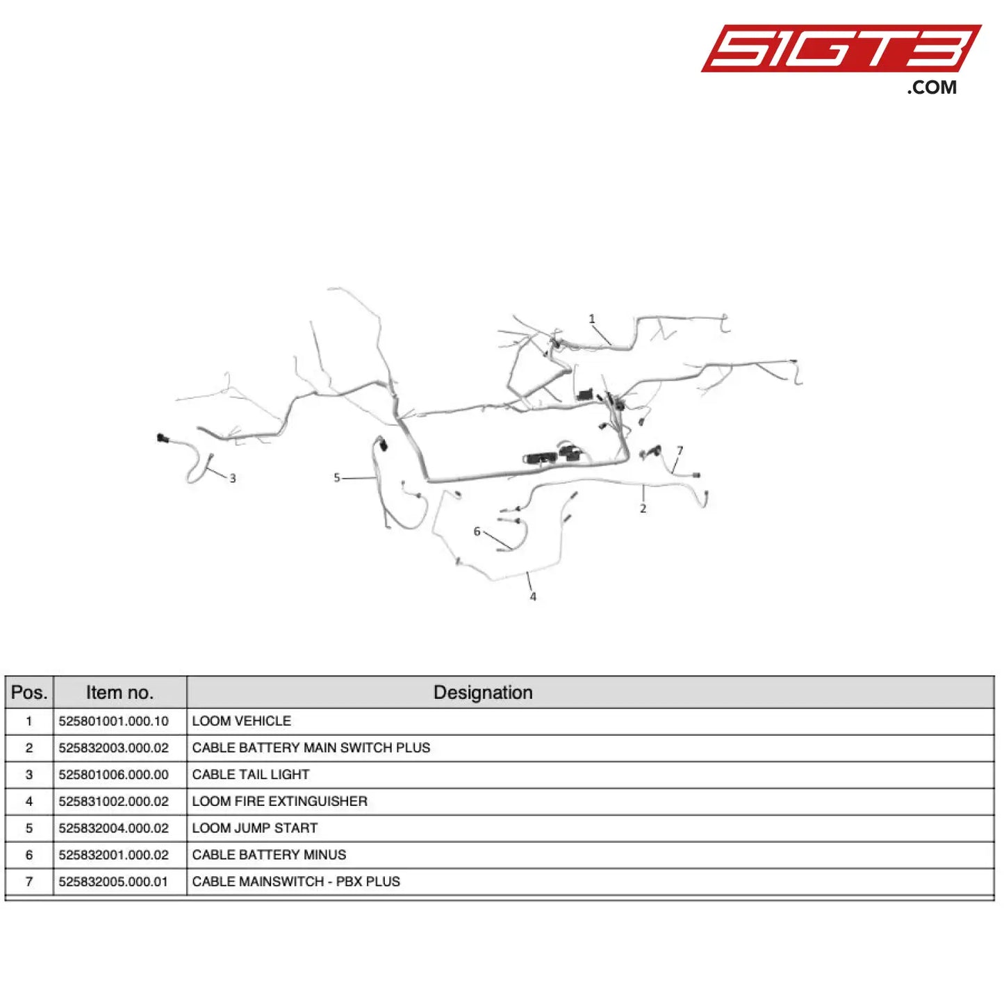 Cable Battery Main Switch Plus - 525832003.000.02 [Mercedes-Amg Gt4] Wiring Harness