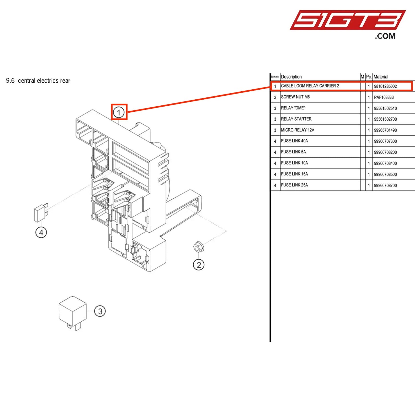 CABLE LOOM RELAY CARRIER 2 - 98161285002 [PORSCHE 718 Cayman GT4 RS Clubsport]