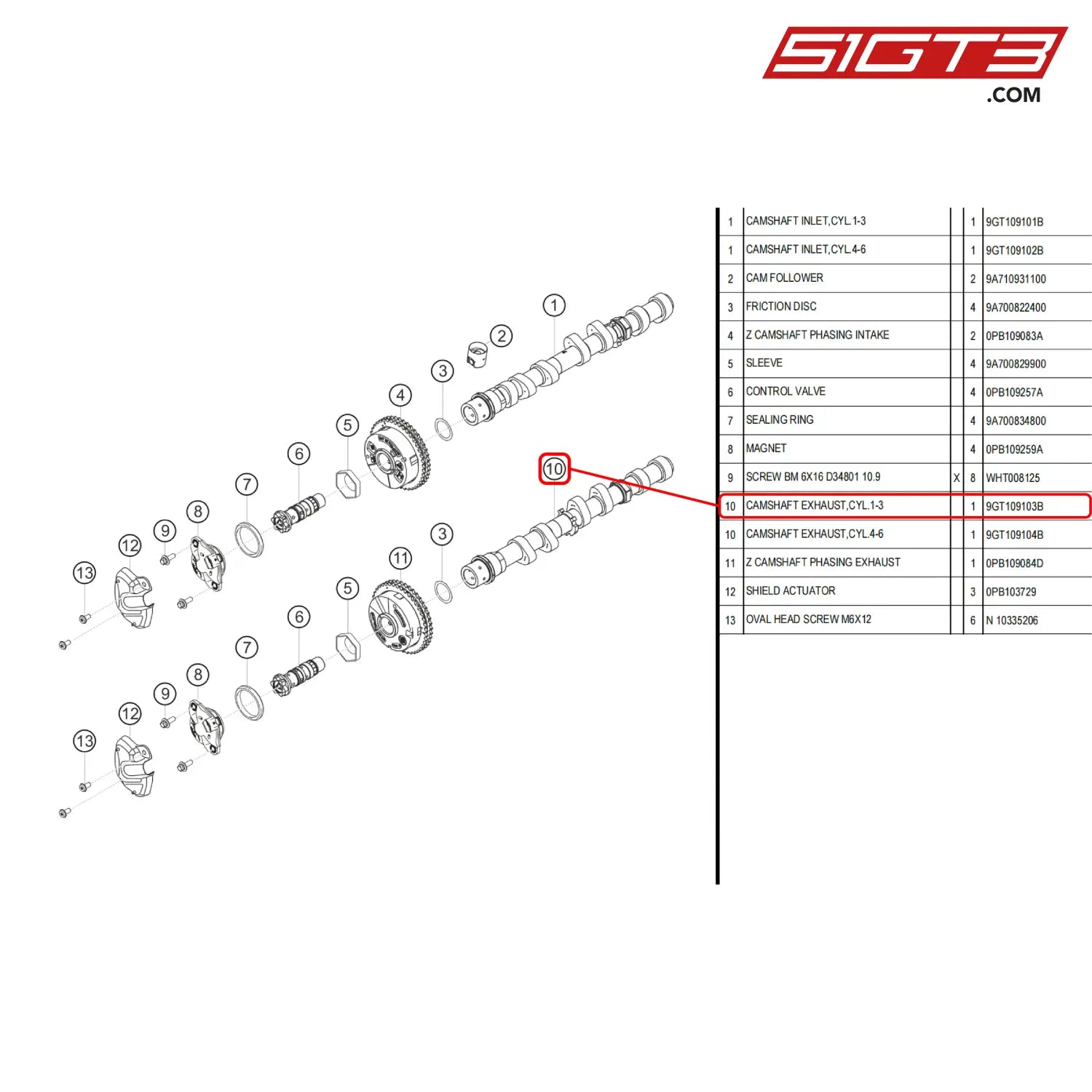 Camshaft Exhaust Cyl.1-3 - 9Gt109103B [Porsche 718 Cayman Gt4 Rs Clubsport] Valve Timing