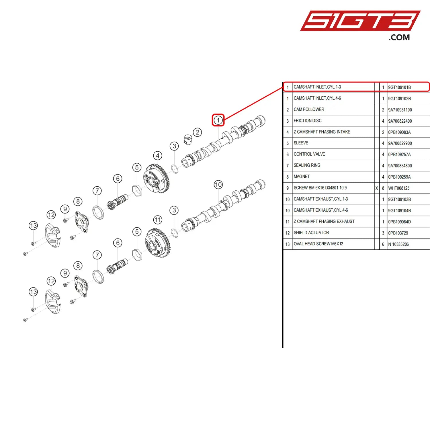 Camshaft Inlet Cyl.1-3 - 9Gt109101B [Porsche 718 Cayman Gt4 Rs Clubsport] Valve Timing