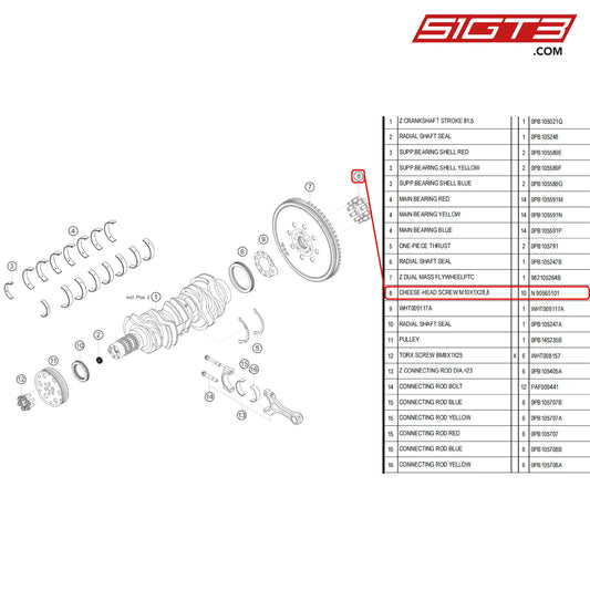 Cheese-Head Screw M10X1X28 8 - N 90665101 [Porsche 718 Cayman Gt4 Rs Clubsport] Crank Shaft And