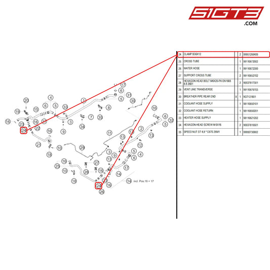 Clamp B36X12 - 99951266409 [Porsche 718 Cayman Gt4 Rs Clubsport] Water Circuit