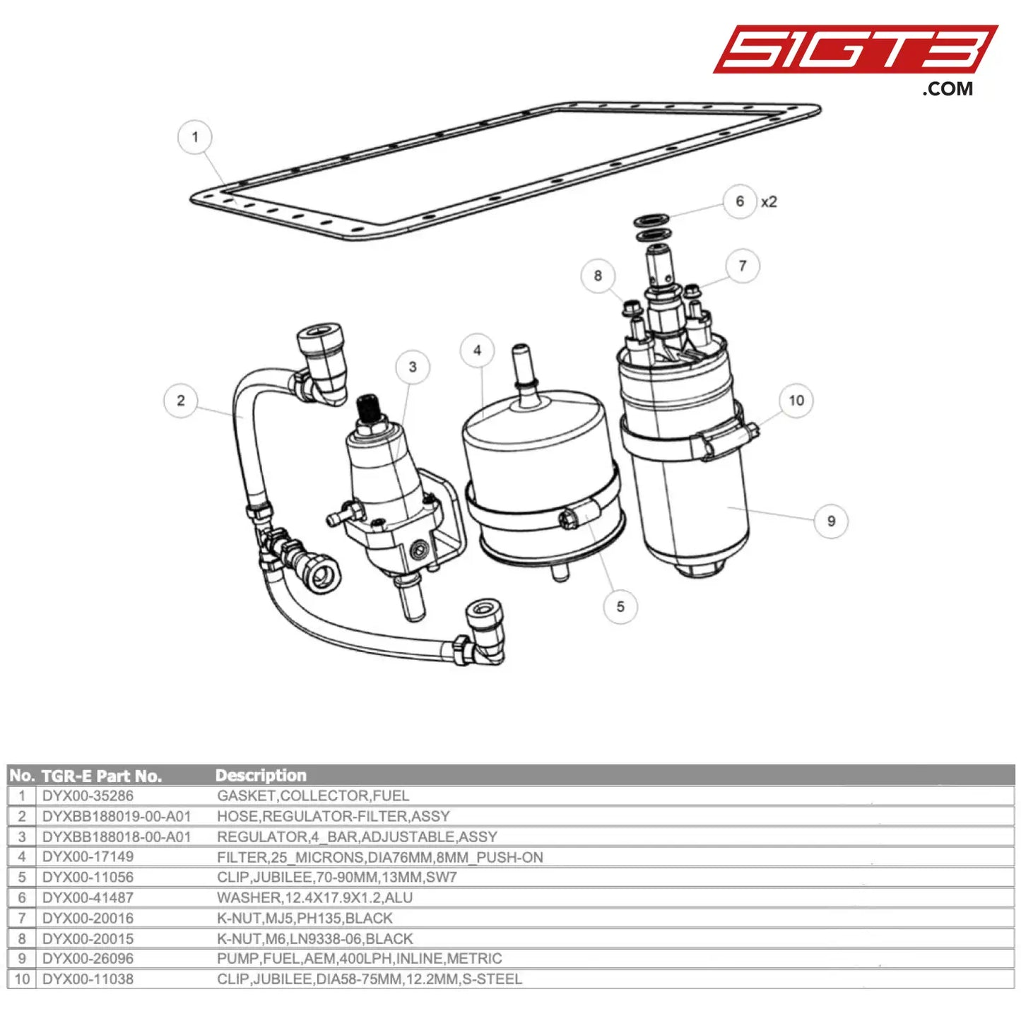 Clip Jubilee 70-90Mm 13Mm Sw7 - Dyx00-11056 [Gr Supra Gt4 Evo] Fuel Pump + Filter P_Reg