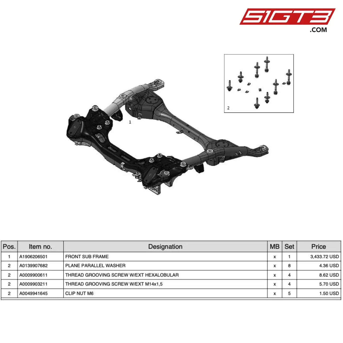 Clip Nut M6 - A0049941645 [Mercedes-Amg Gt4] Front Sub Frame