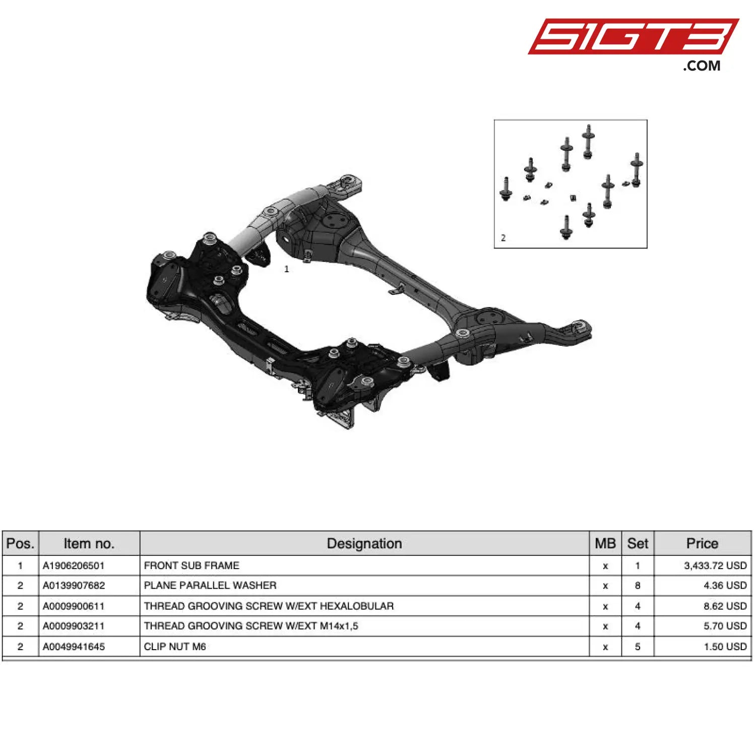 Clip Nut M6 - A0049941645 [Mercedes-Amg Gt4] Front Sub Frame