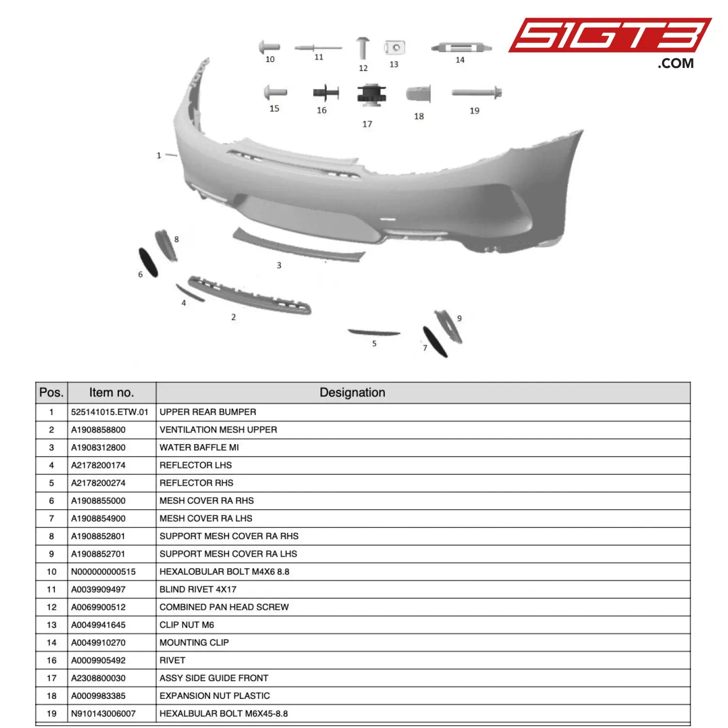 Clip Nut M6 - A0049941645 [Mercedes-Amg Gt4] Upper Rear Bumper