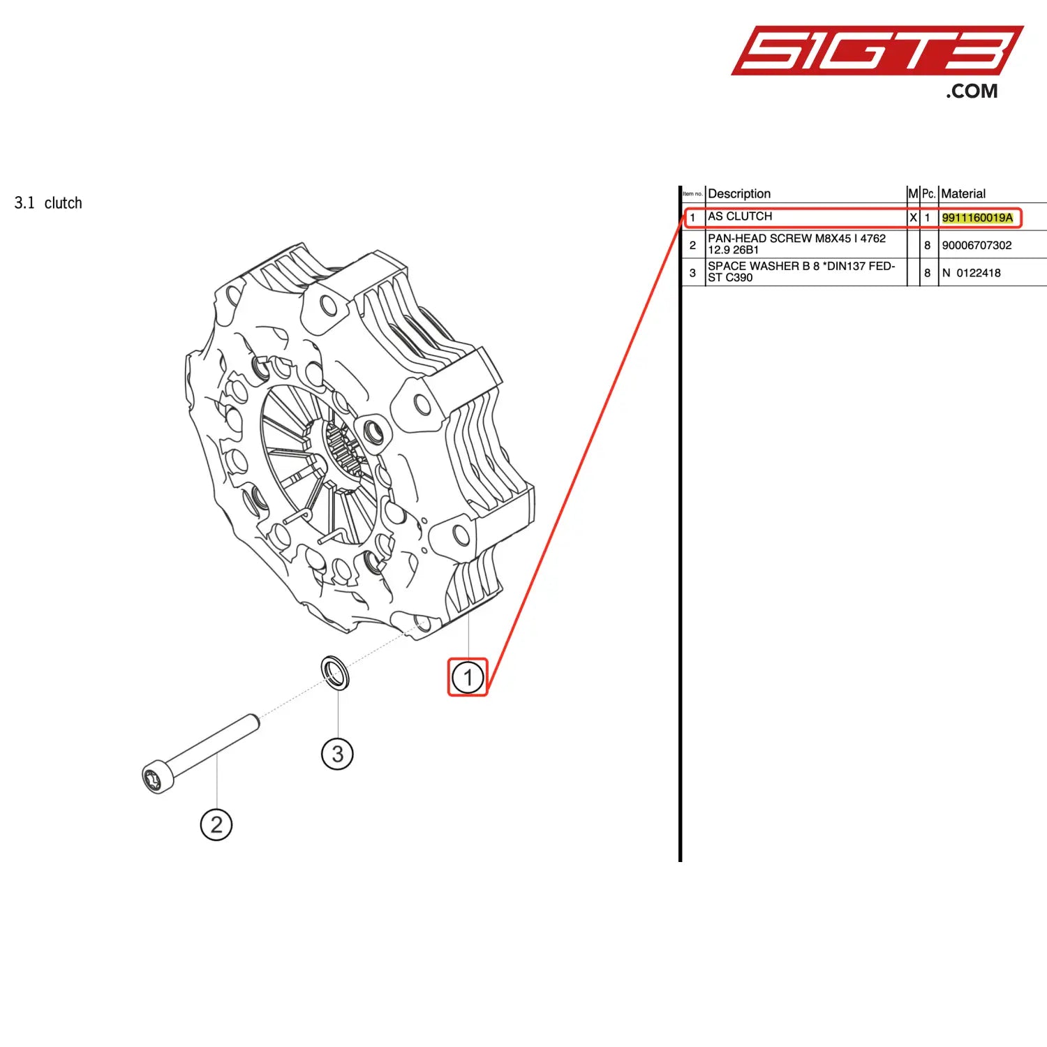 Clutch - 9911160019A [Porsche 911 Gt3 Cup Type 991 (Gen 2)] Gearbox