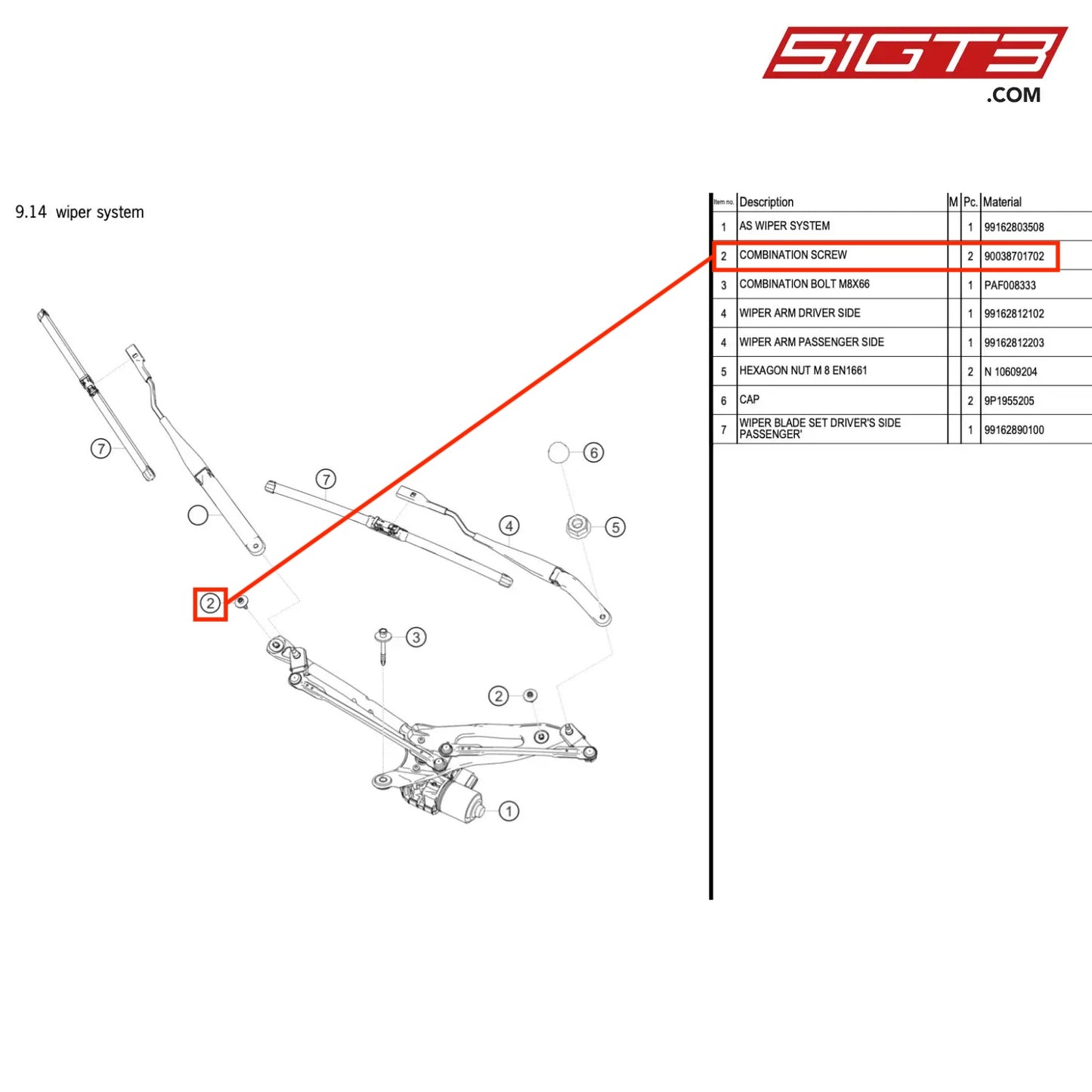 COMBINATION SCREW - 90038701702 [PORSCHE 718 Cayman GT4 RS Clubsport]