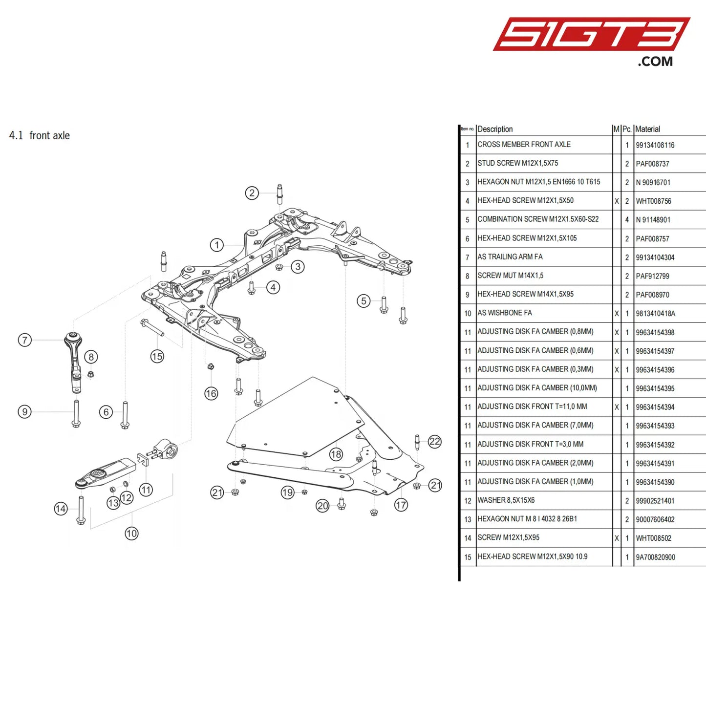 Combination Screw M12X1.5X60-S22 - N 91148901 [Porsche 718 Cayman Gt4 Clubsport] Front Axle