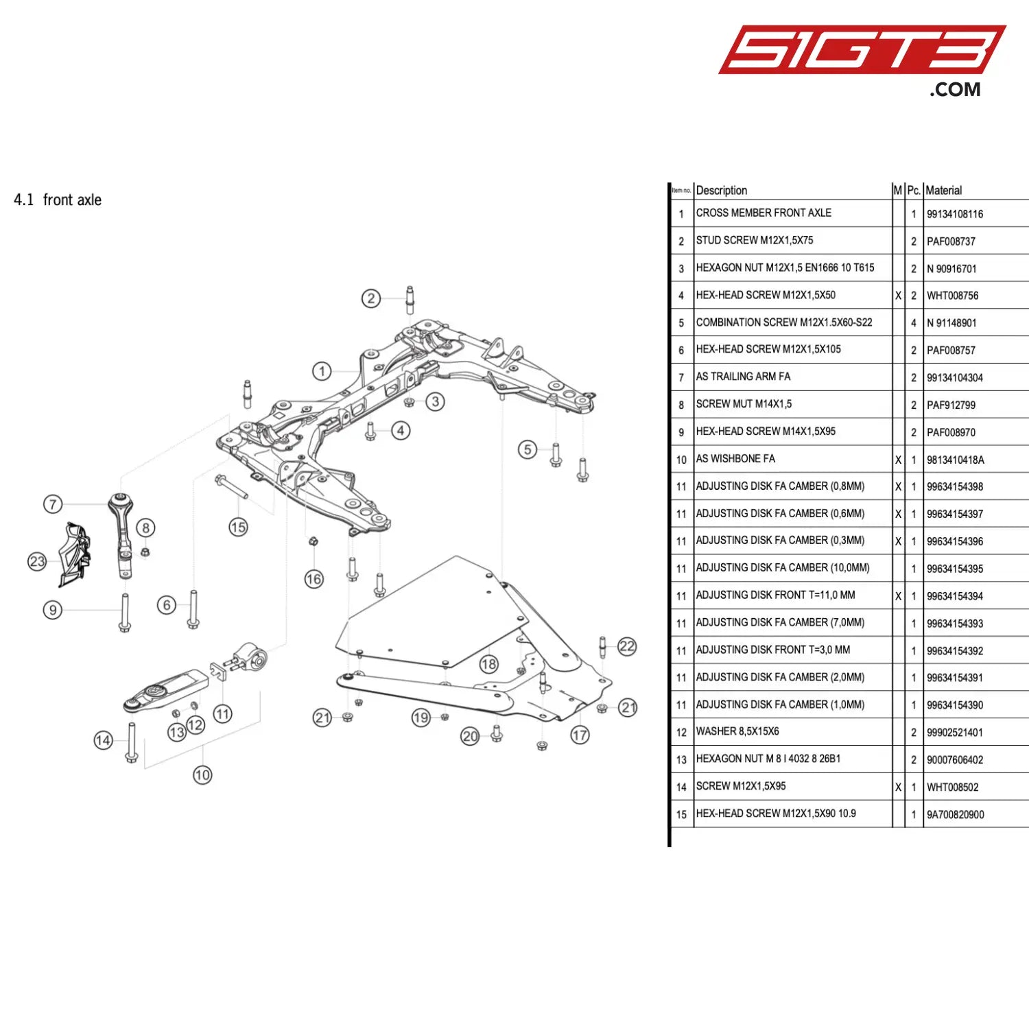 Combination Screw M12X1.5X60-S22 - N 91148901 [Porsche 718 Cayman Gt4 Rs Clubsport] Front Axle