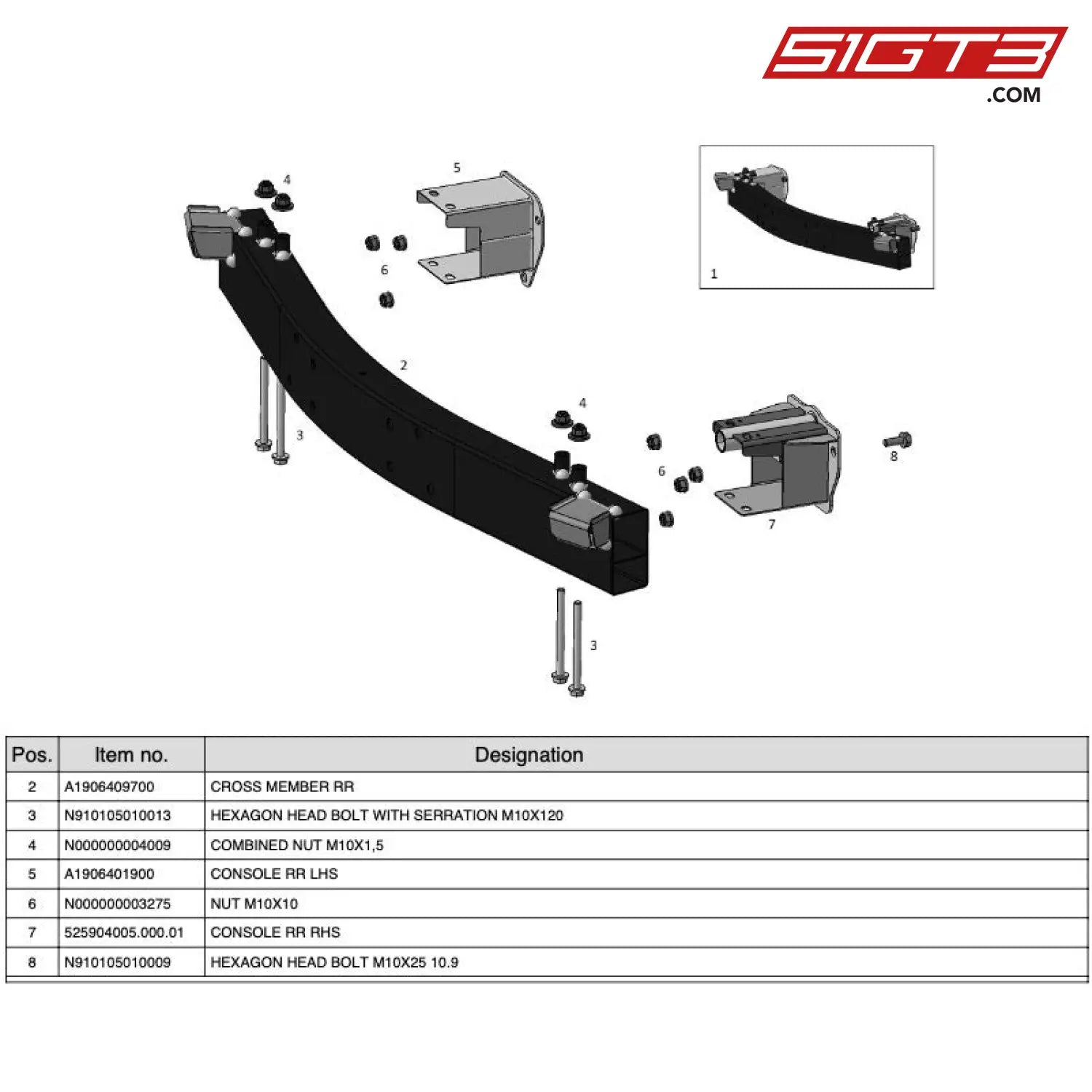 Combined Nut M10X1 5 - N000000004009 [Mercedes-Amg Gt4] Crossbeam Rear