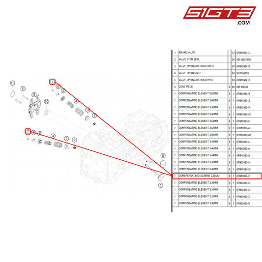 Comepensating Element 3 38Mm - 0Pb103934F [Porsche 718 Cayman Gt4 Rs Clubsport] Valves