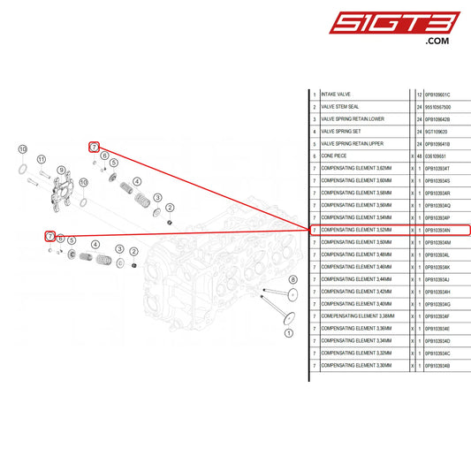 Compensating Element 3 52Mm - 0Pb103934N [Porsche 718 Cayman Gt4 Rs Clubsport] Valves