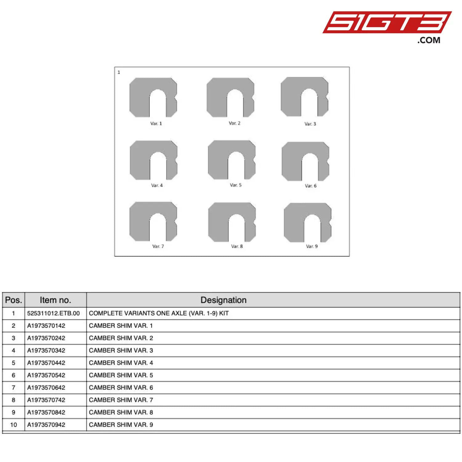 Complete Variants One Axle (Var. 1-9) Kit - 525311012.Etb.00 [Mercedes-Amg Gt4] Camber Car Setup