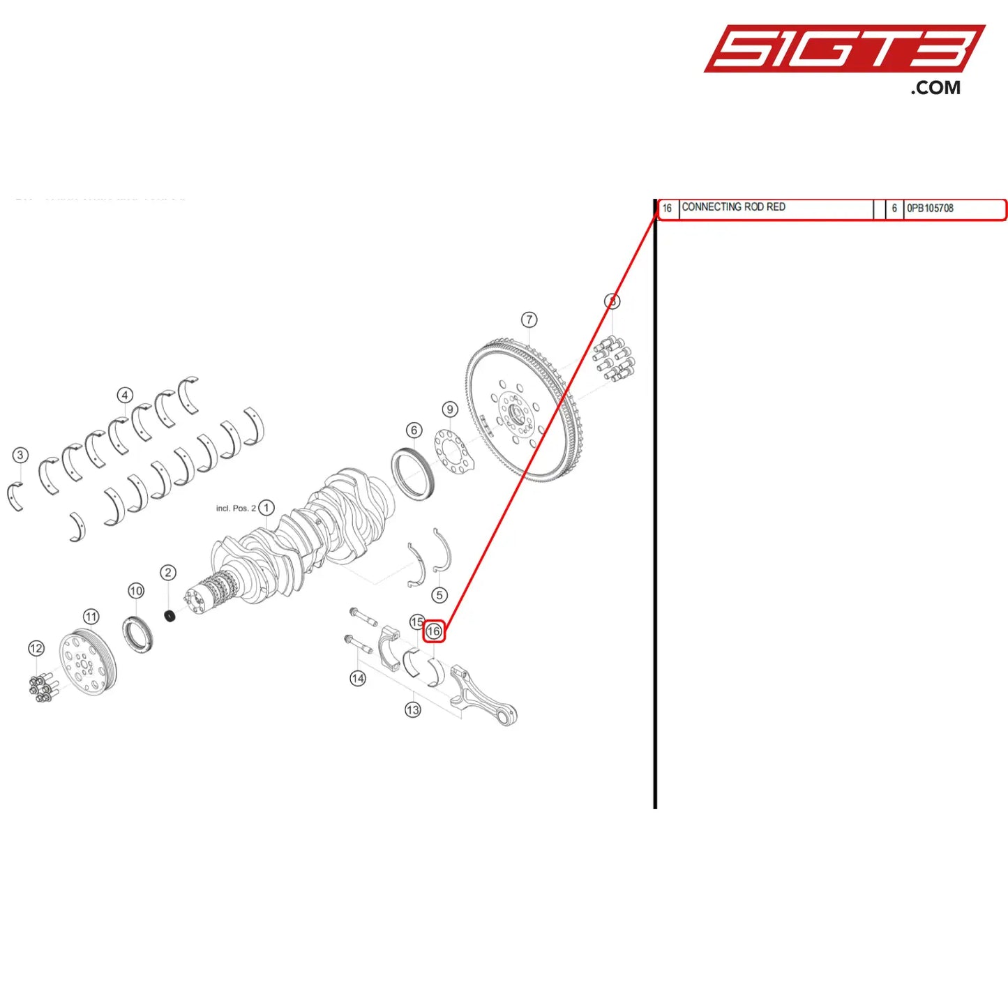 Connecting Rod Red - 0Pb105708 [Porsche 718 Cayman Gt4 Rs Clubsport] Crank Shaft And Conrod