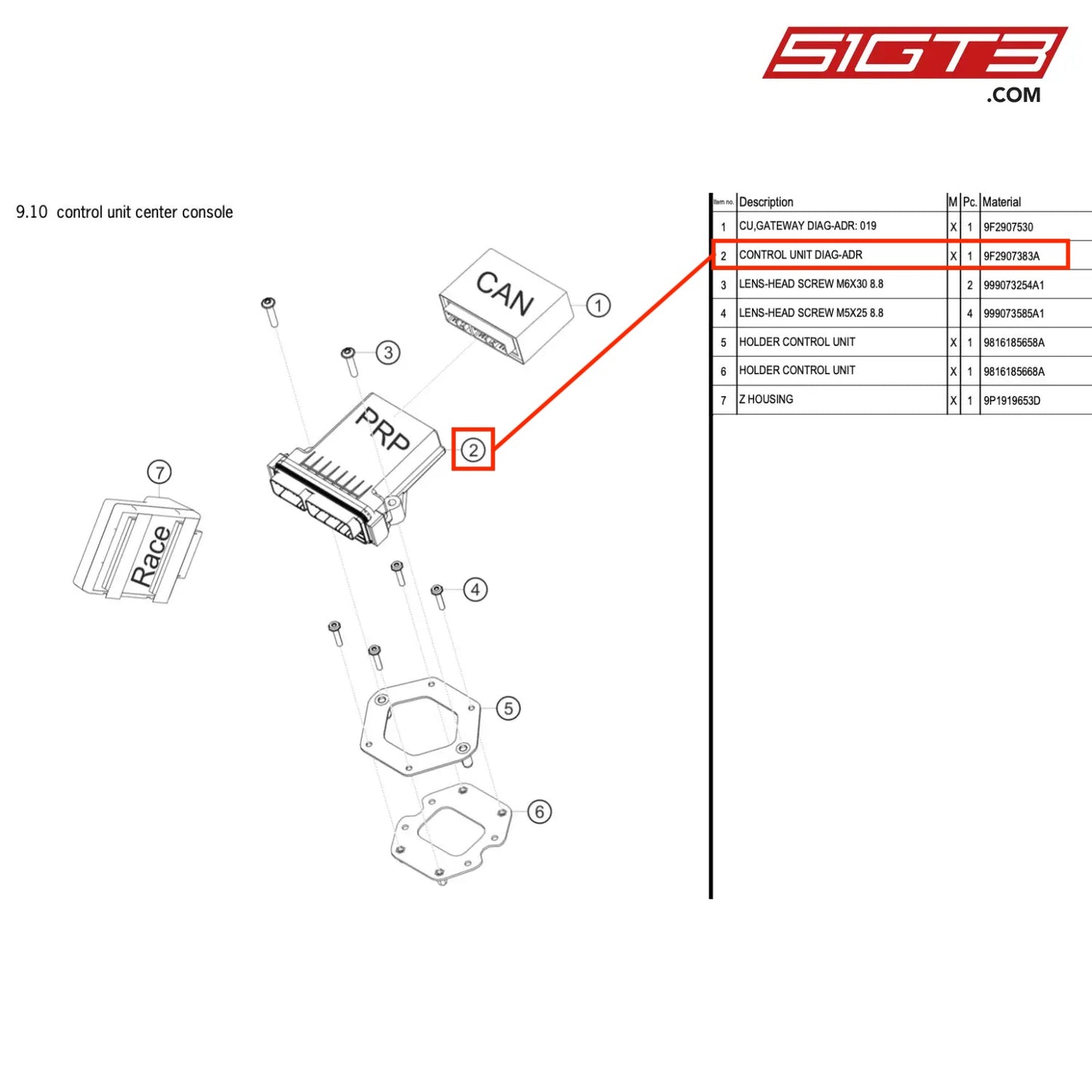 CONTROL UNIT DIAG-ADR - 9F2907383A [PORSCHE 718 Cayman GT4 RS Clubsport]