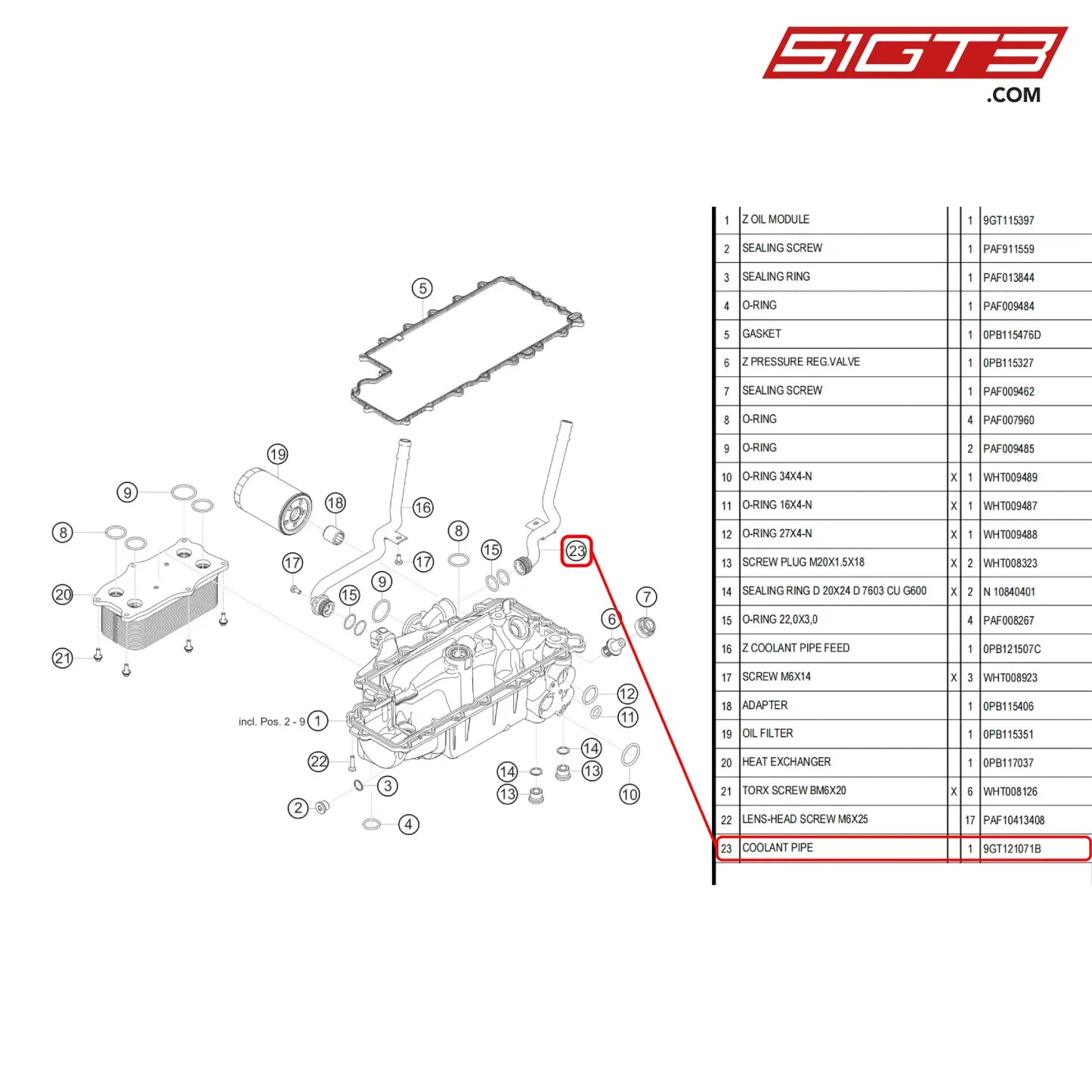 Coolant Pipe - 9Gt121071B [Porsche 718 Cayman Gt4 Rs Clubsport] Oil Pump Housing