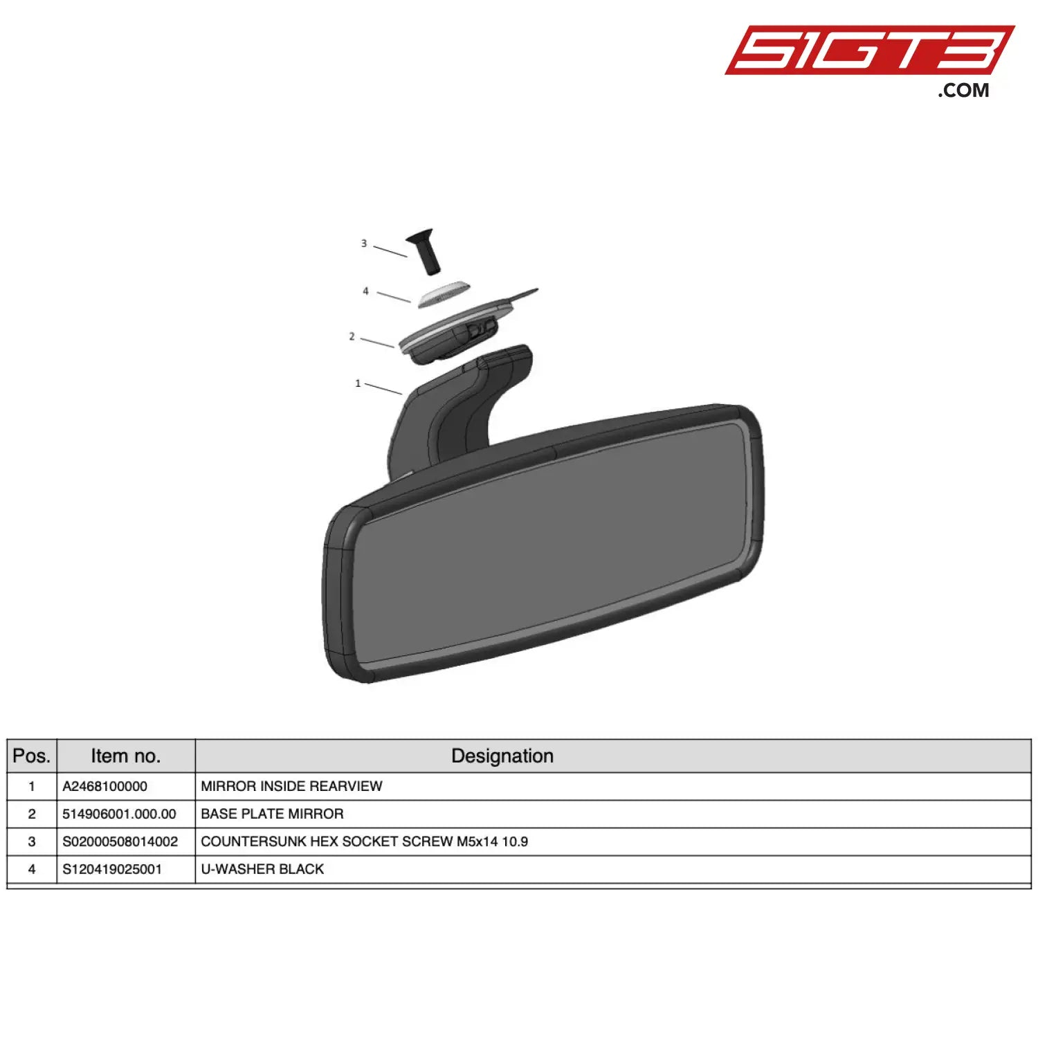 Countersunk Hex Socket Screw M5X14 10.9 - S02000508014002 [Mercedes-Amg Gt4] Mirror Inside