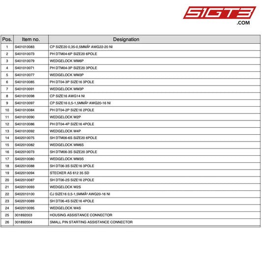 Cp Size16 0 5-1 5Mma2 Awg20-16 Ni - S401010097 [Mercedes-Amg Gt4] Electric Components