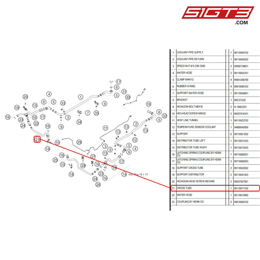 Cross Tube - 99110671102 [Porsche 718 Cayman Gt4 Rs Clubsport] Water Circuit
