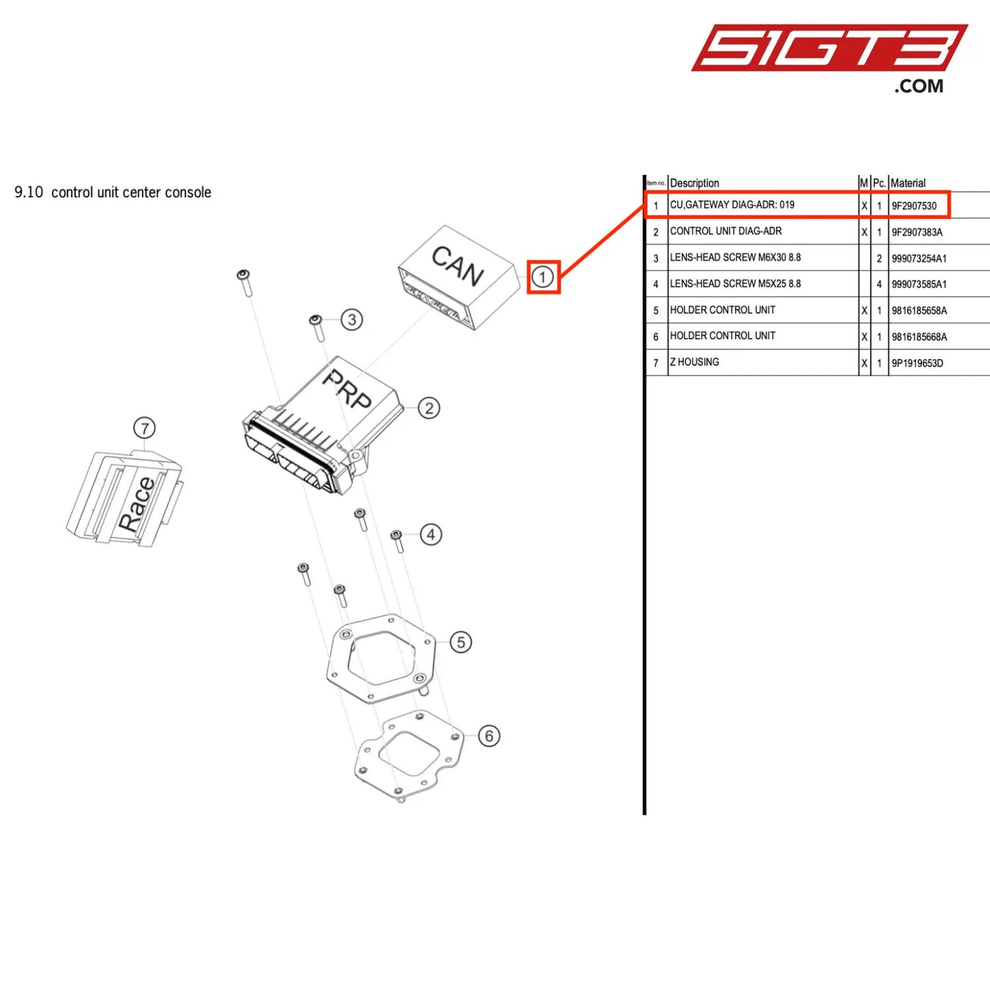 CU,GATEWAY DIAG-ADR: 019 - 9F2907530 [PORSCHE 718 Cayman GT4 RS Clubsport]