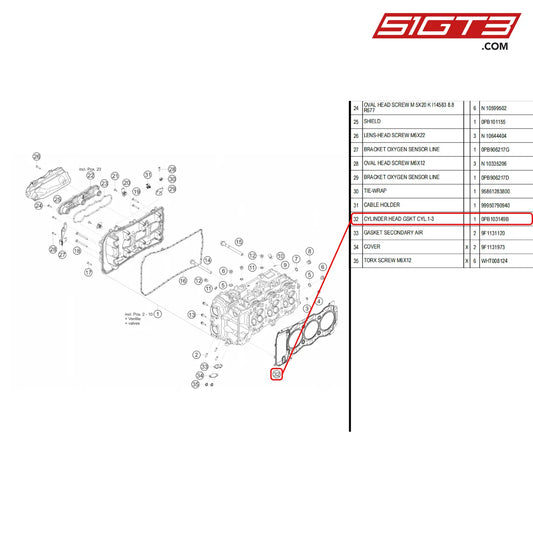 Cylinder Head Gskt Cyl.1-3 - 0Pb103149B [Porsche 718 Cayman Gt4 Rs Clubsport] Cylinder Head Left