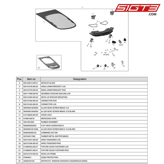 Decklid Glass - 525133014.000.01 [Mercedes-Amg Gt4] Rear Lid