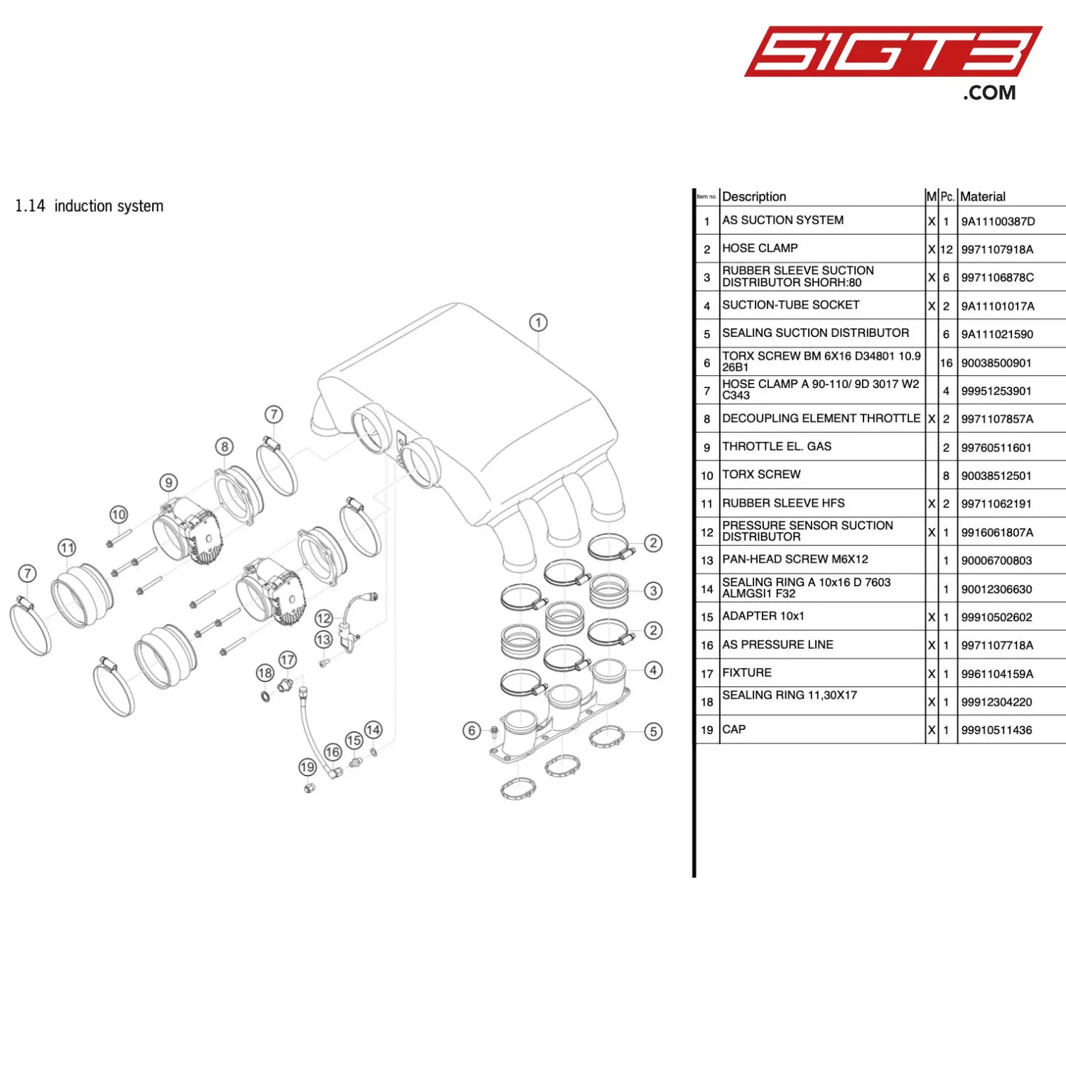 Decoupling Element Throttle - 9971107857A [Porsche 911 Gt3 R Type 991 (Gen 1)] Induction System