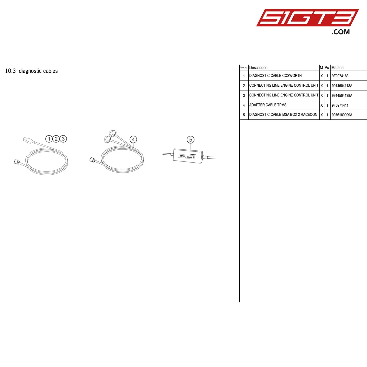 Diagnostic Cable Msa Box 2 Racecon - 9976189099A [Porsche 911 Gt3 R Type 991 (Gen 2)] Diagnostic